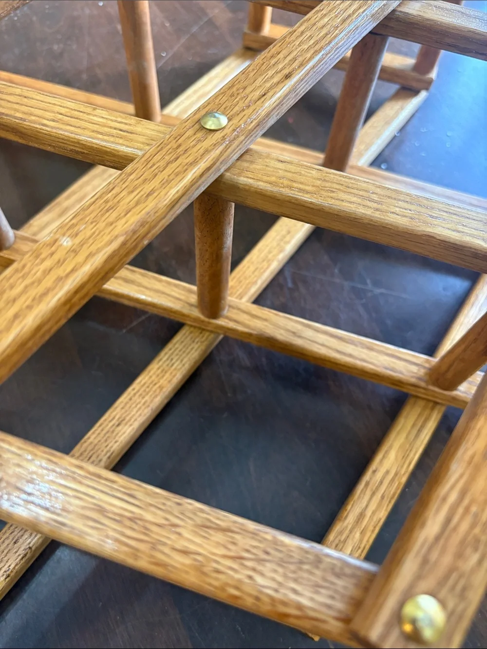 Wooden Folding Rack with Brass Accents - Light Oak